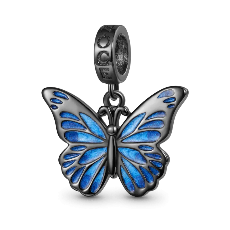 Gnoce Ciondolo Serie Di Insetti Farfalla Blu Placcato Nero