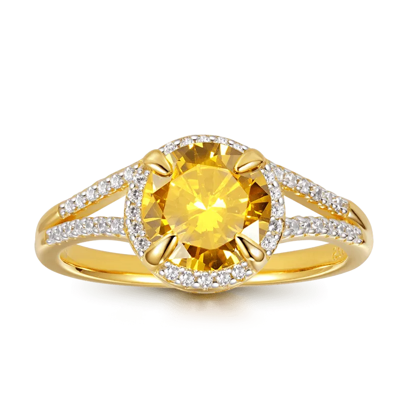 Gnoce Anello Di Promessa Giallo Taglio Rotondo