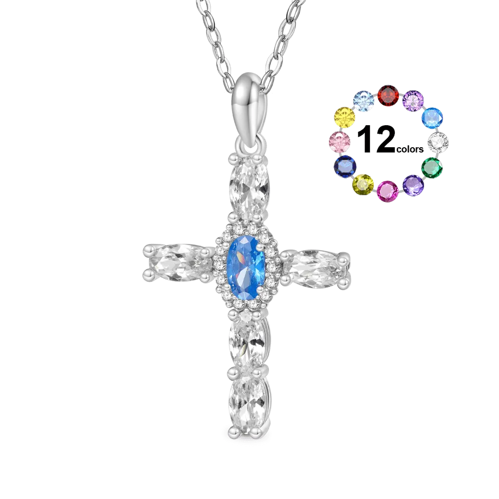 Gnoce Collana Con Croce Con Pietra Portafortuna