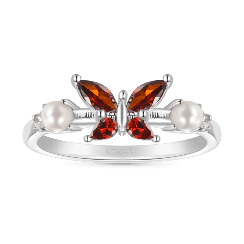 Gnoce Anello di Promessa con Perla Farfalla