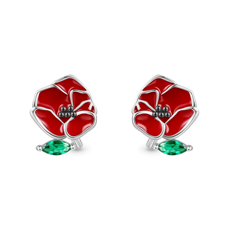 Gnoce Orecchini A Bottone Papavero Fiore Di Compleanno