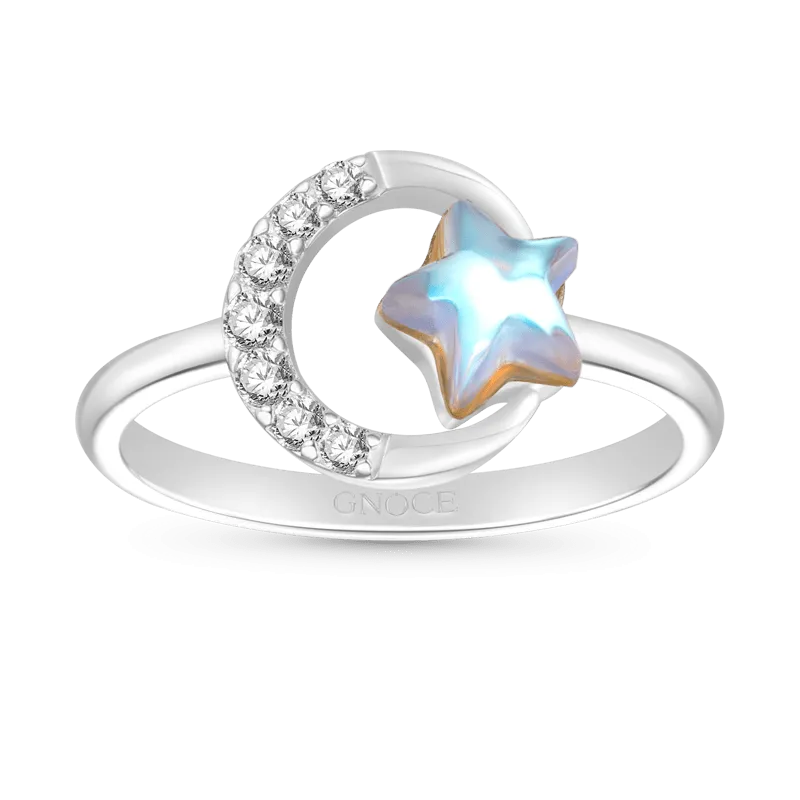 Gnoce Anello Stella E Luna Pietra Di Luna