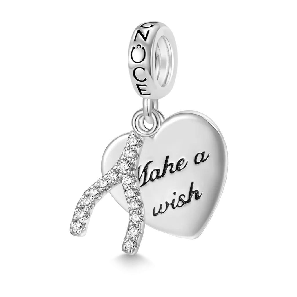 Gnoce Charm Cuore Wishbone "Esprimere un desiderio"