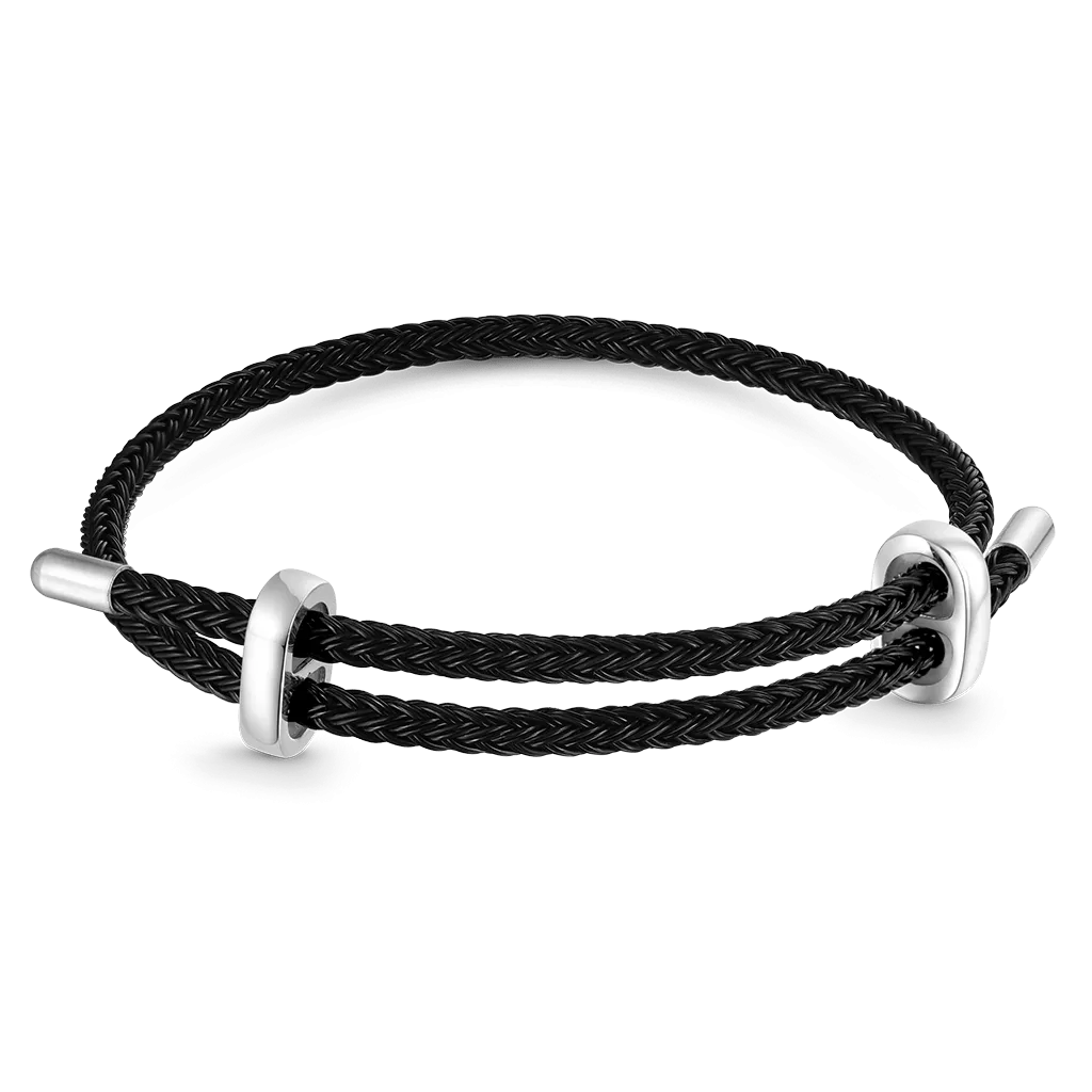 Gnoce Bracciale basic nero regolabile con 2 Stopper
