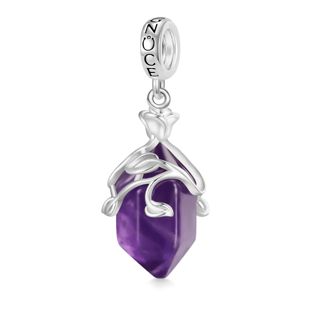 Gnoce Ciondolo In Ametista A Colonna Esagonale