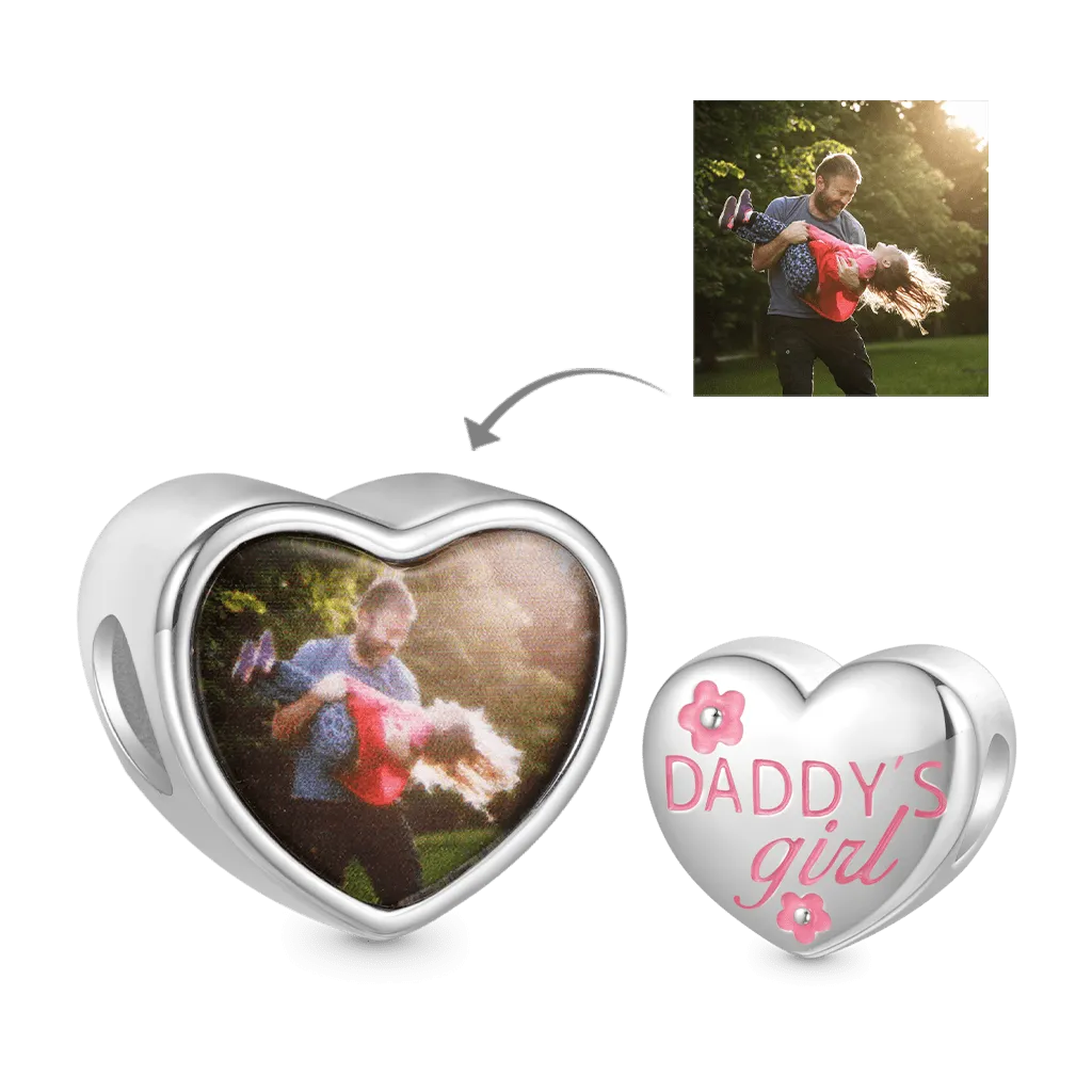 Gnoce Charm Foto Personalizzata Cuore Per Ragazza Di Papà