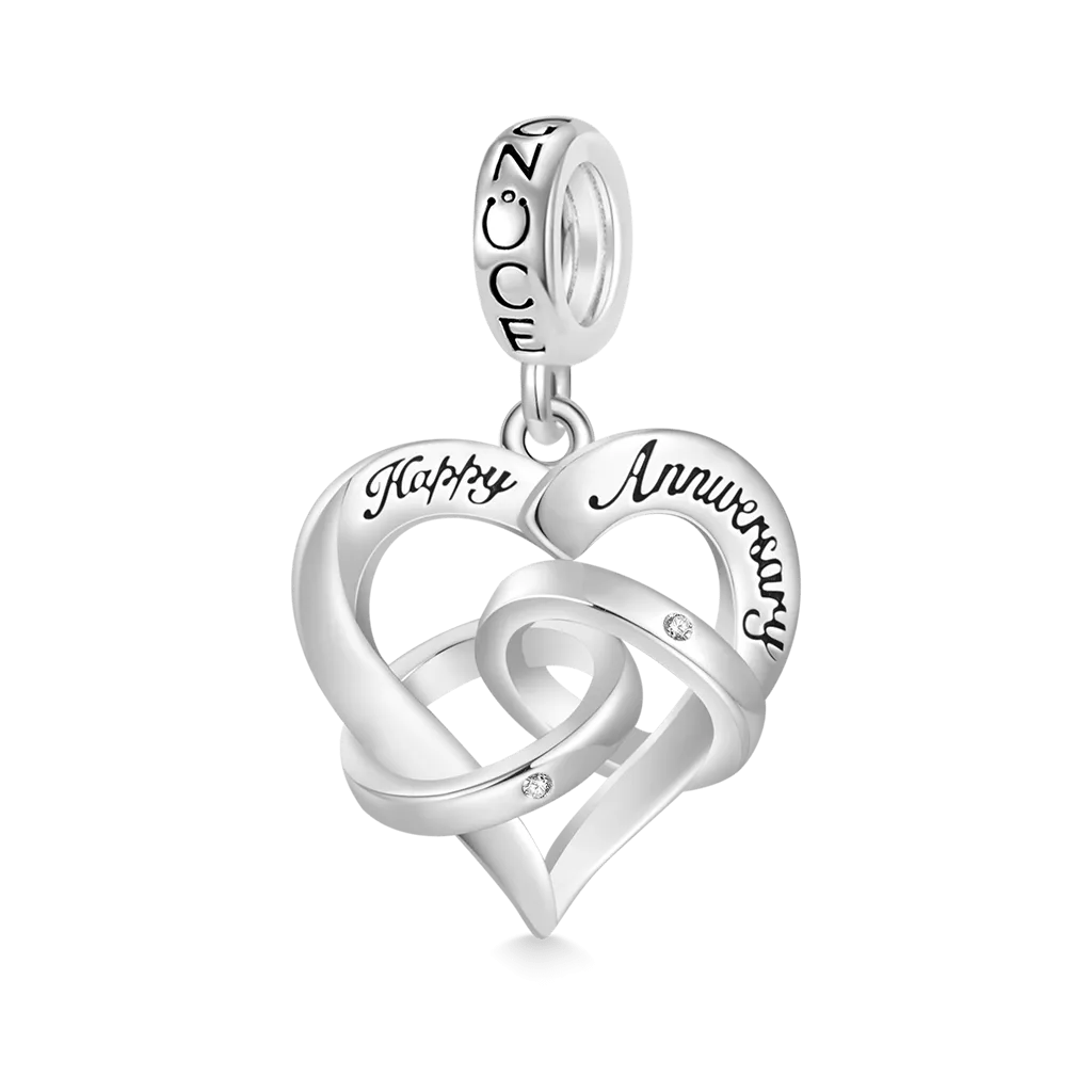 Gnoce Ciondolo Incidibile Cuore Con Anelli Buon Anniversario