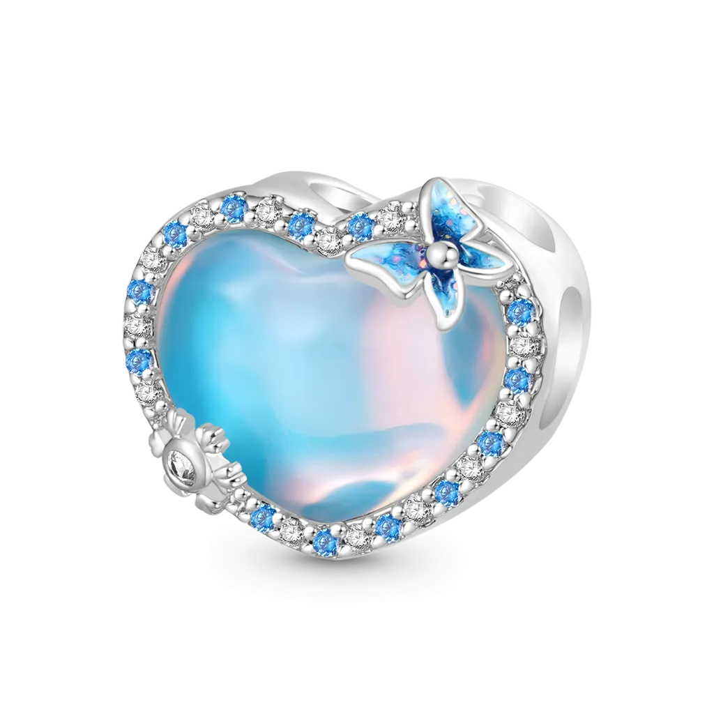 Gnoce Charm Cuore E Farfalla Con Increspatura Dell'Acqua