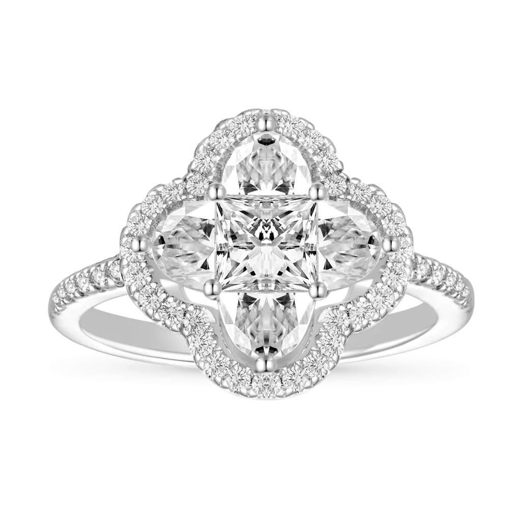 Gnoce Anello A Grappolo Di Diamanti Fiore