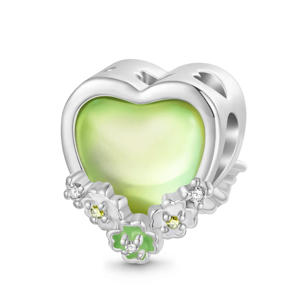 Apple Charm Cuore Verde Mela Quadrifoglio