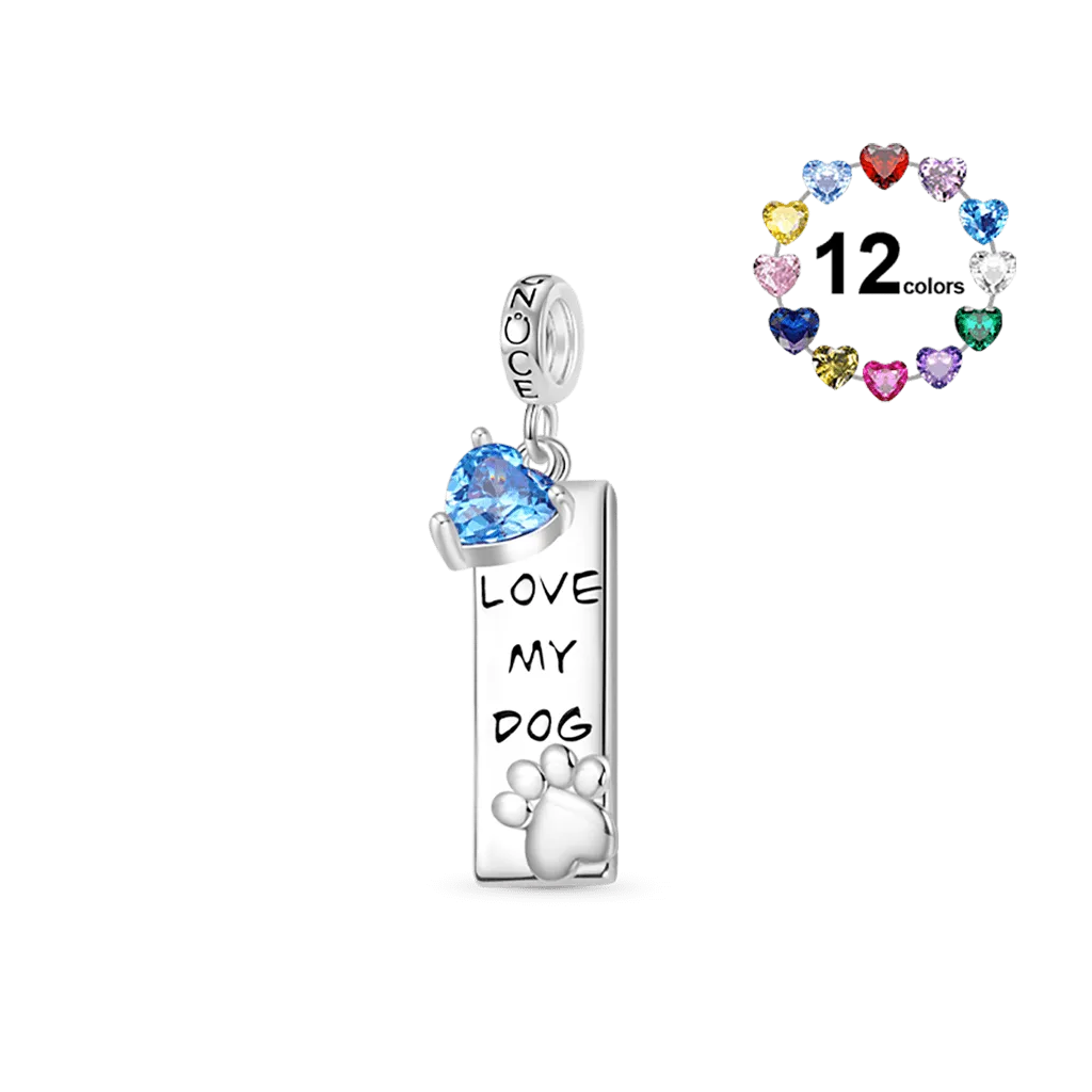 Gnoce Ciondolo Cuore con Zampa di Cane Incisibile Con Pietra Portafortuna