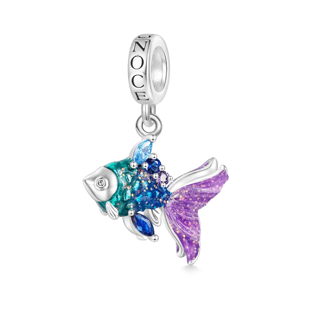 Ciondolo Pesce Rosso Oceano Viola Blu Fantasia