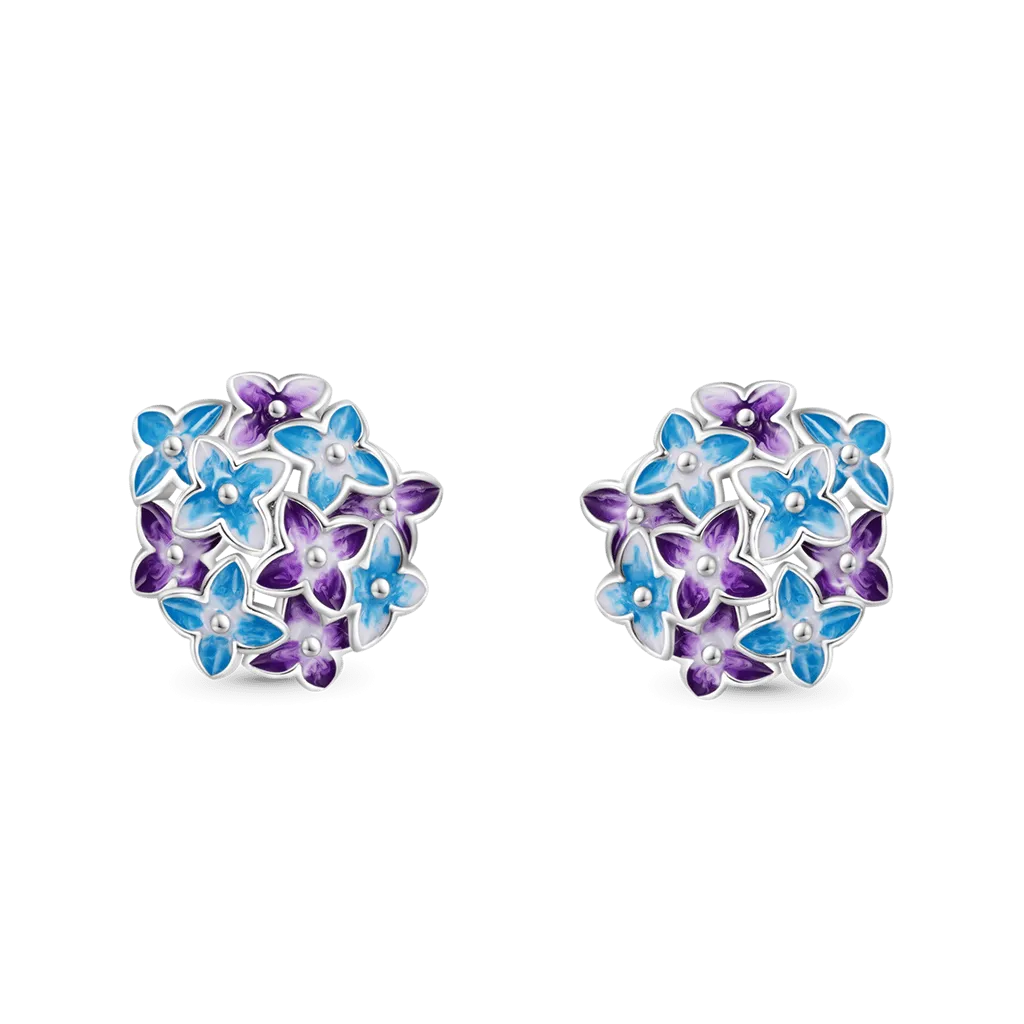 Gnoce Orecchini A Bottone Ortensie Serie Di Fiore Di Nascita