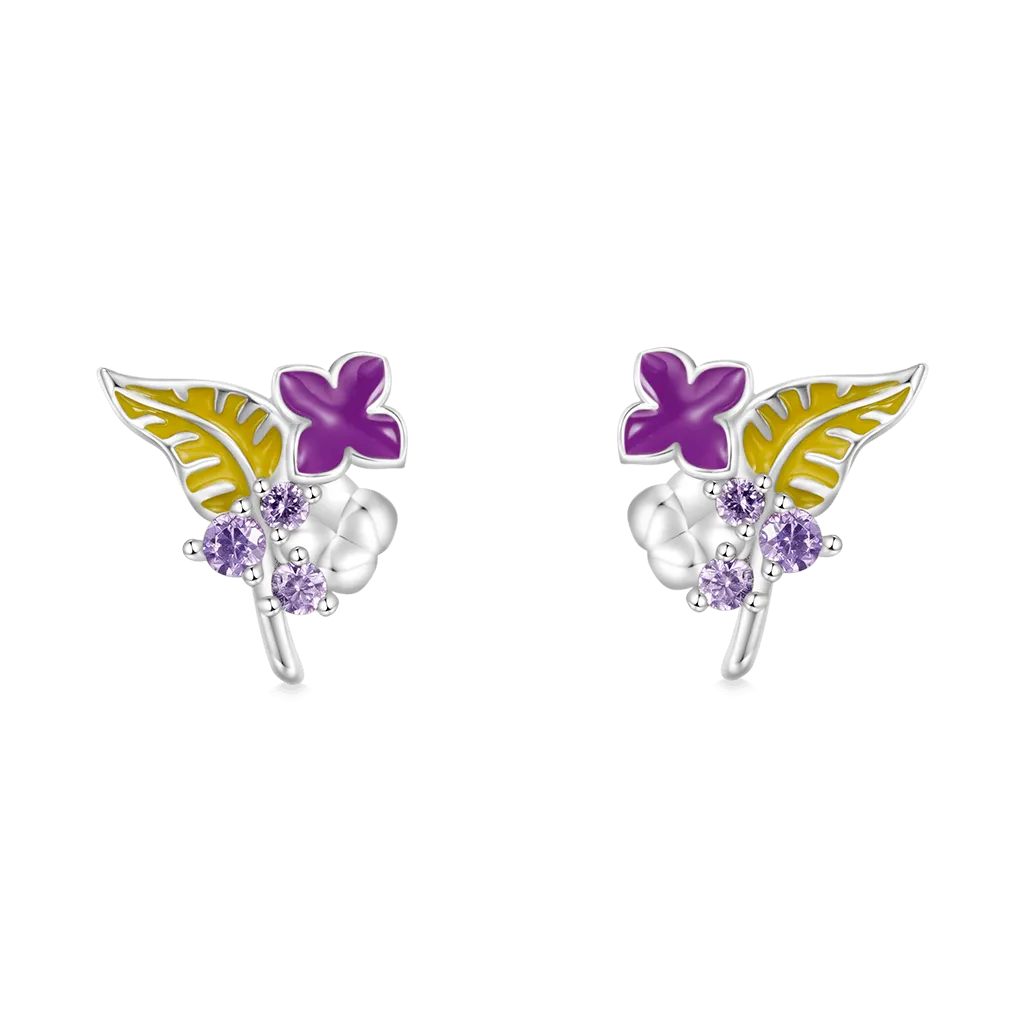 Gnoce Orecchini A Bottone Lilla Serie Di Fiore Di Nascita