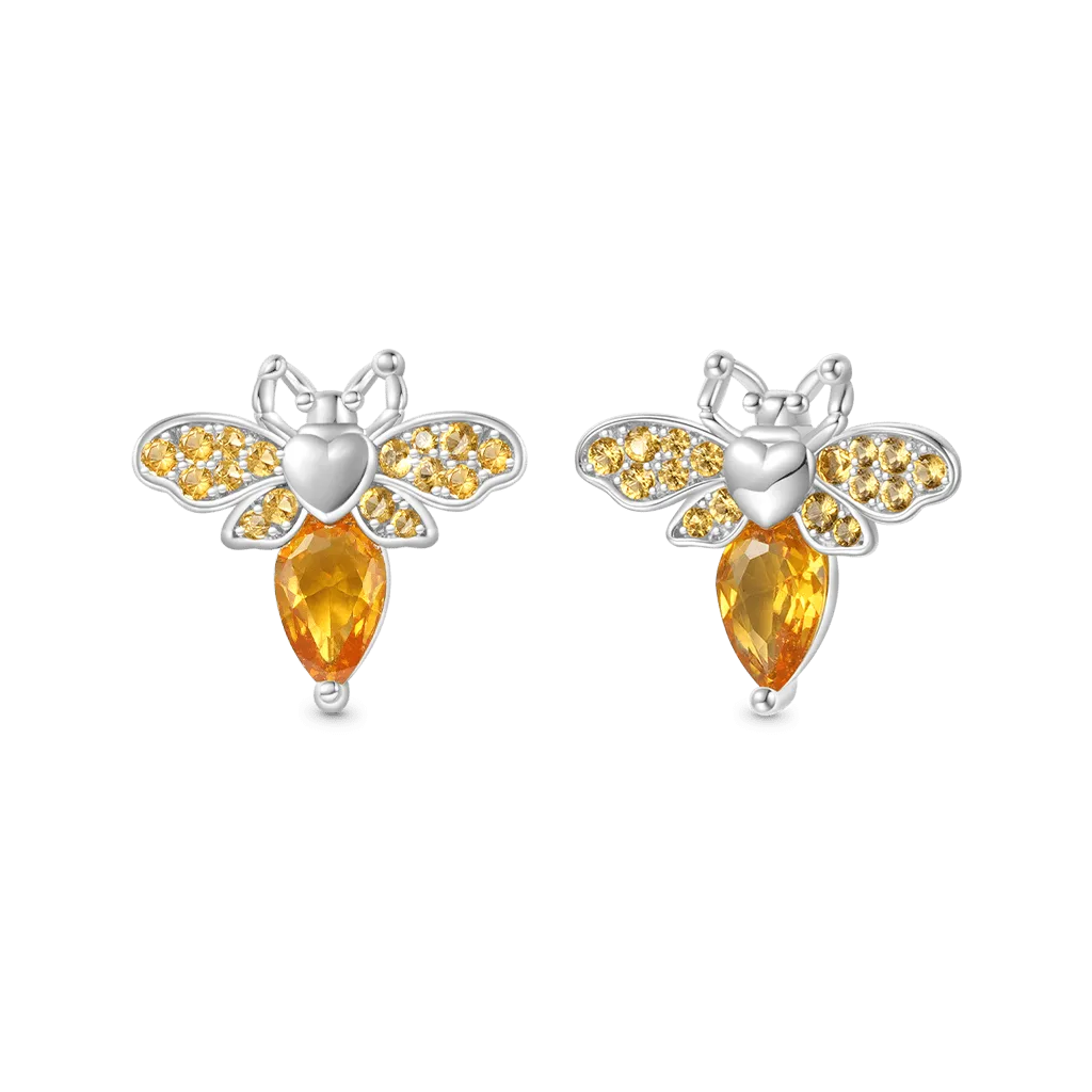 Gnoce Orecchini A Bottone Ape Con Zircone Giallo