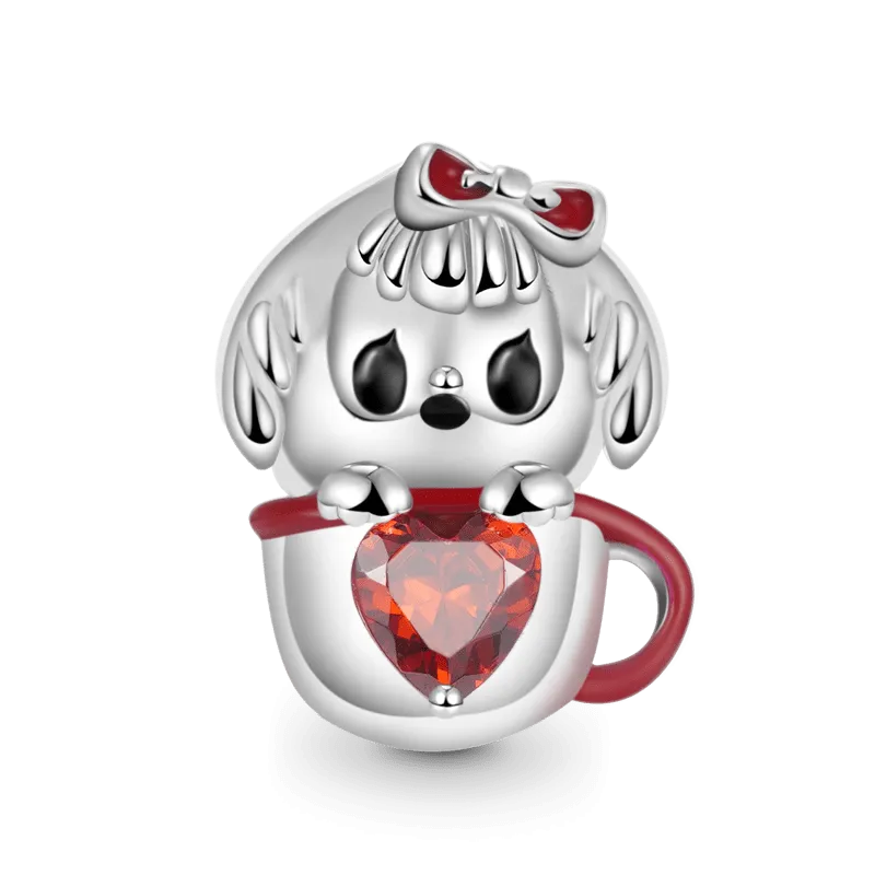 Charm Cane Da Tè Abbraccia La Pietra Cuore