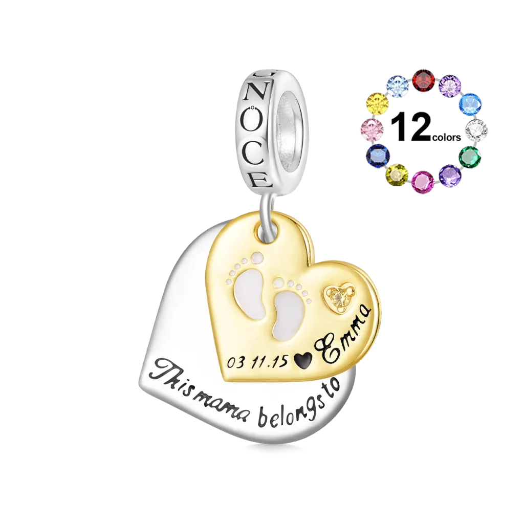 Gnoce Ciondolo Incidibile Doppio Cuore Due Tone Con Pietra Portafortuna