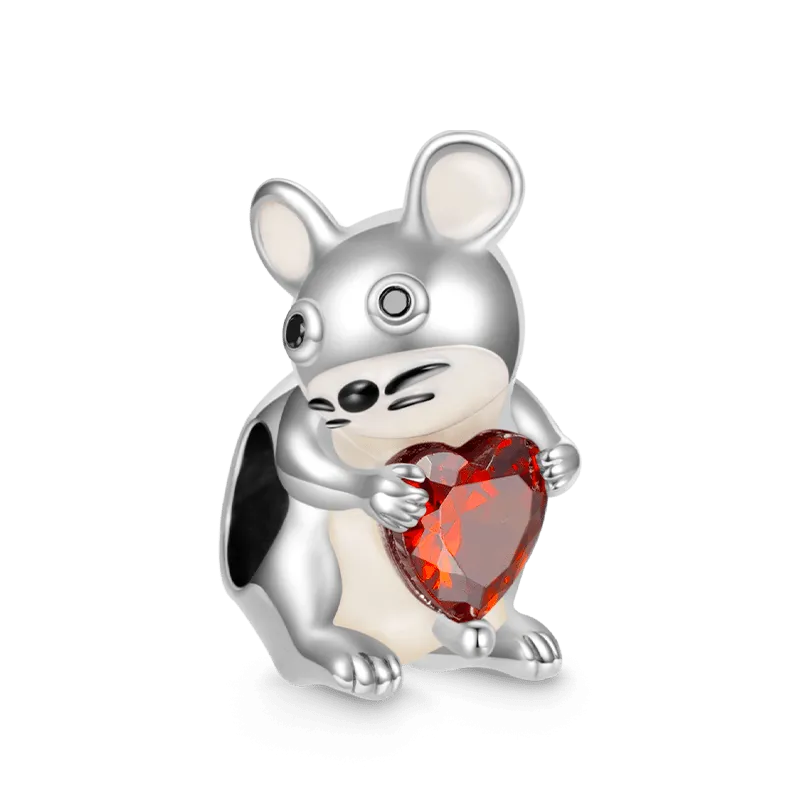 Gnoce Charm  Zodiaco Cinese Topo Abbraccia La Gemma del Cuore