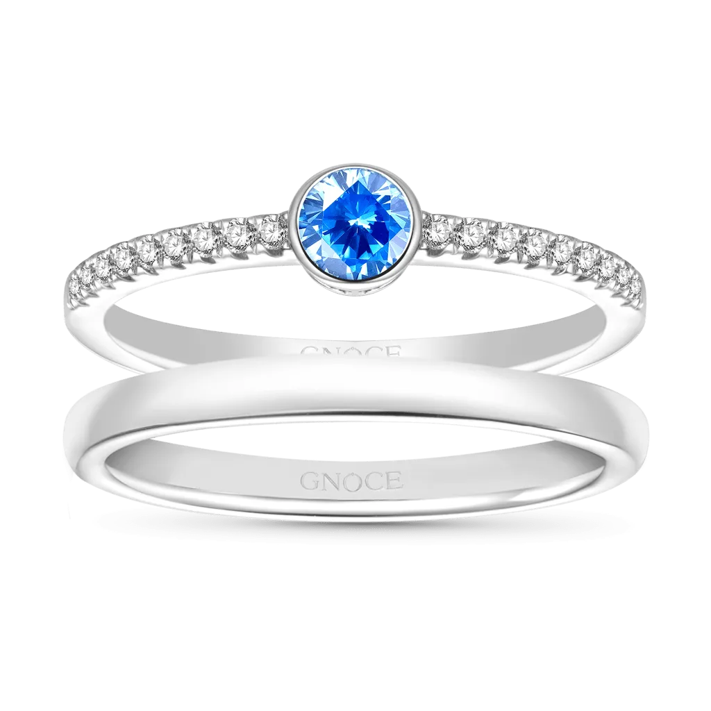 Gnoce Set Di Anelli Impilabili Acquamarina