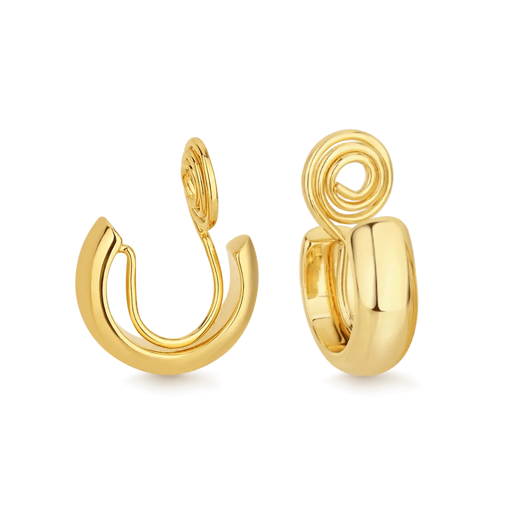 Gnoce Clip Per Orecchie In Oro Huggie Semplice