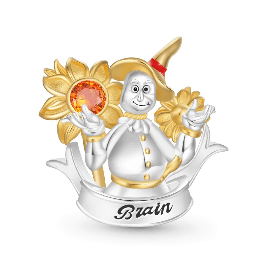 Gnoce Il Meraviglioso Mago di Oz Charm Spaventapasseri intelligente del cervello con Girasole