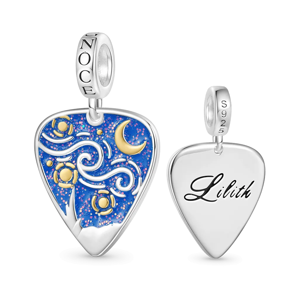 Gnoce Ciondolo Plettro Per Chitarra Con Motivo Cielo Stellato Incisibile