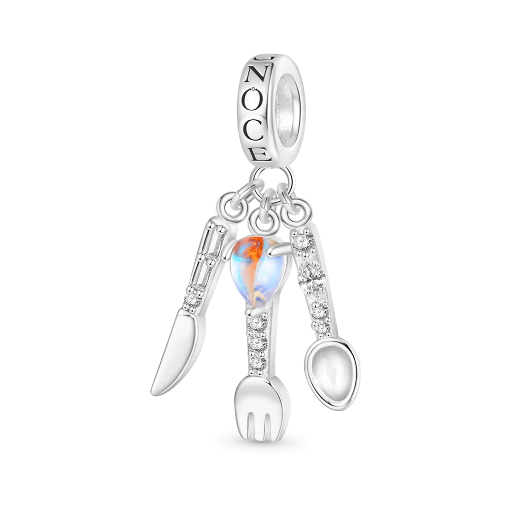 Gnoce Ciondolo Coltello Posate & Cucchiaio con Pietra della Luna & Forchetta