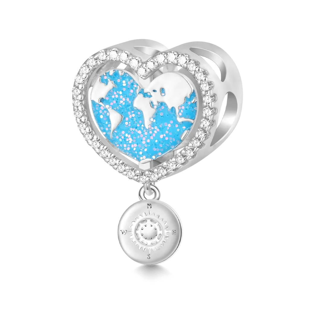 Gnoce Charm Cuore Con Mappa Del Mondo