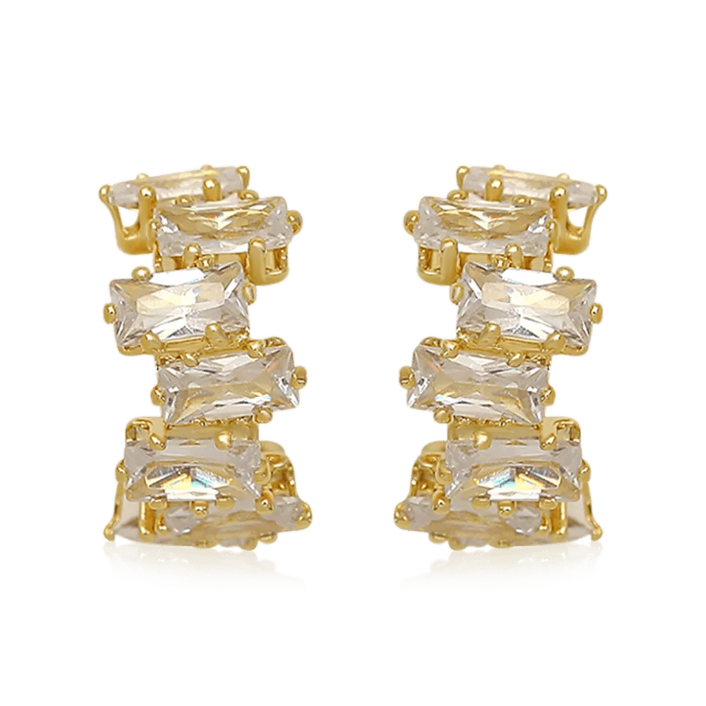 Gnoce Clip Per Orecchie a Forma di C con Zirconi Irregolari