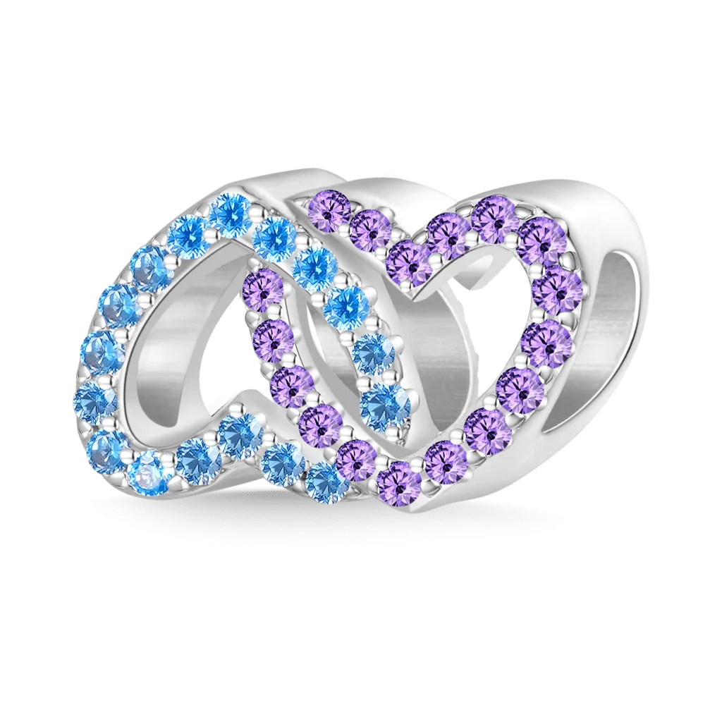 Gnoce Due Cuori d'Amore Circondati con Pietra Portafortuna