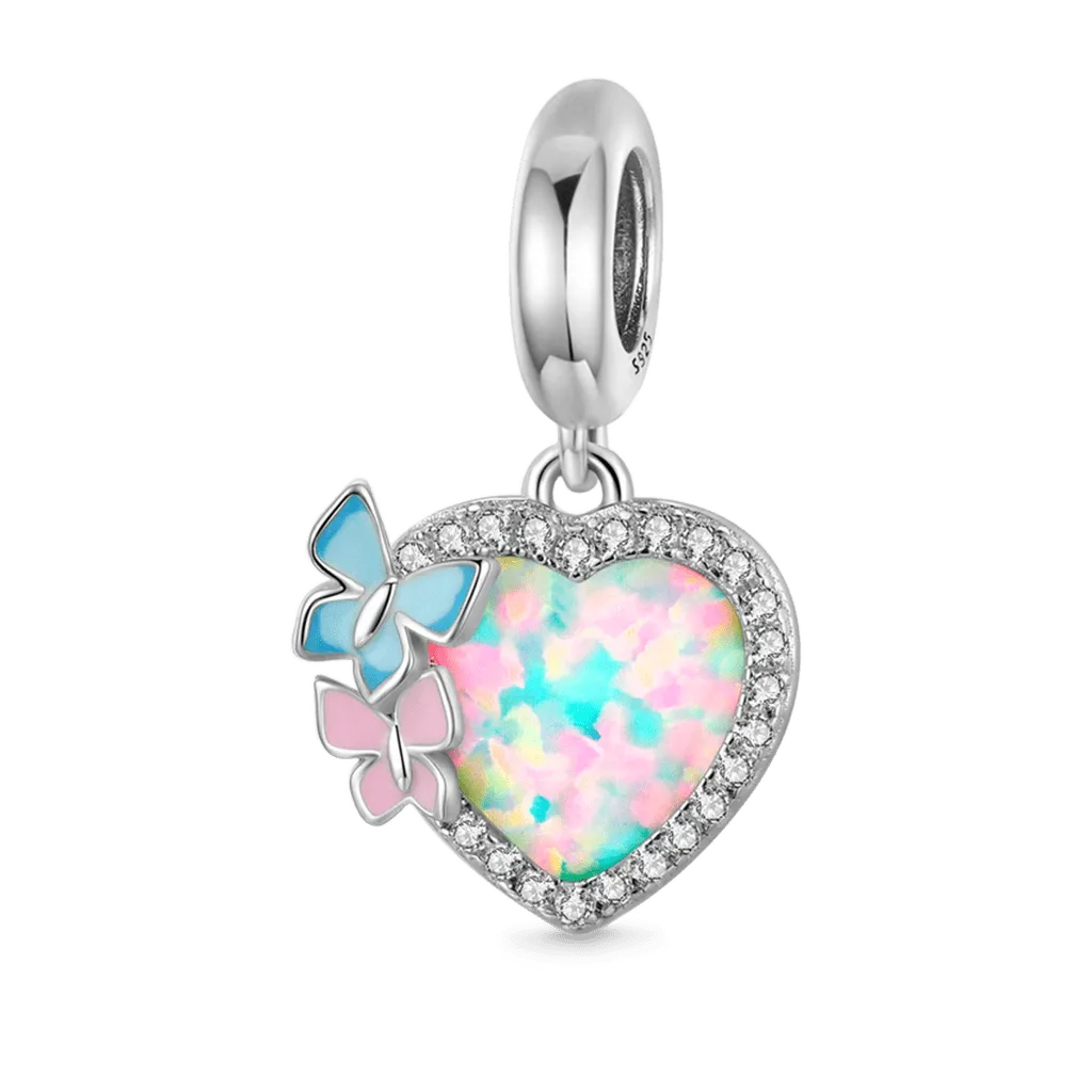 Gnoce Ciondolo Farfalle Volanti con Cuore di Opale Naturale