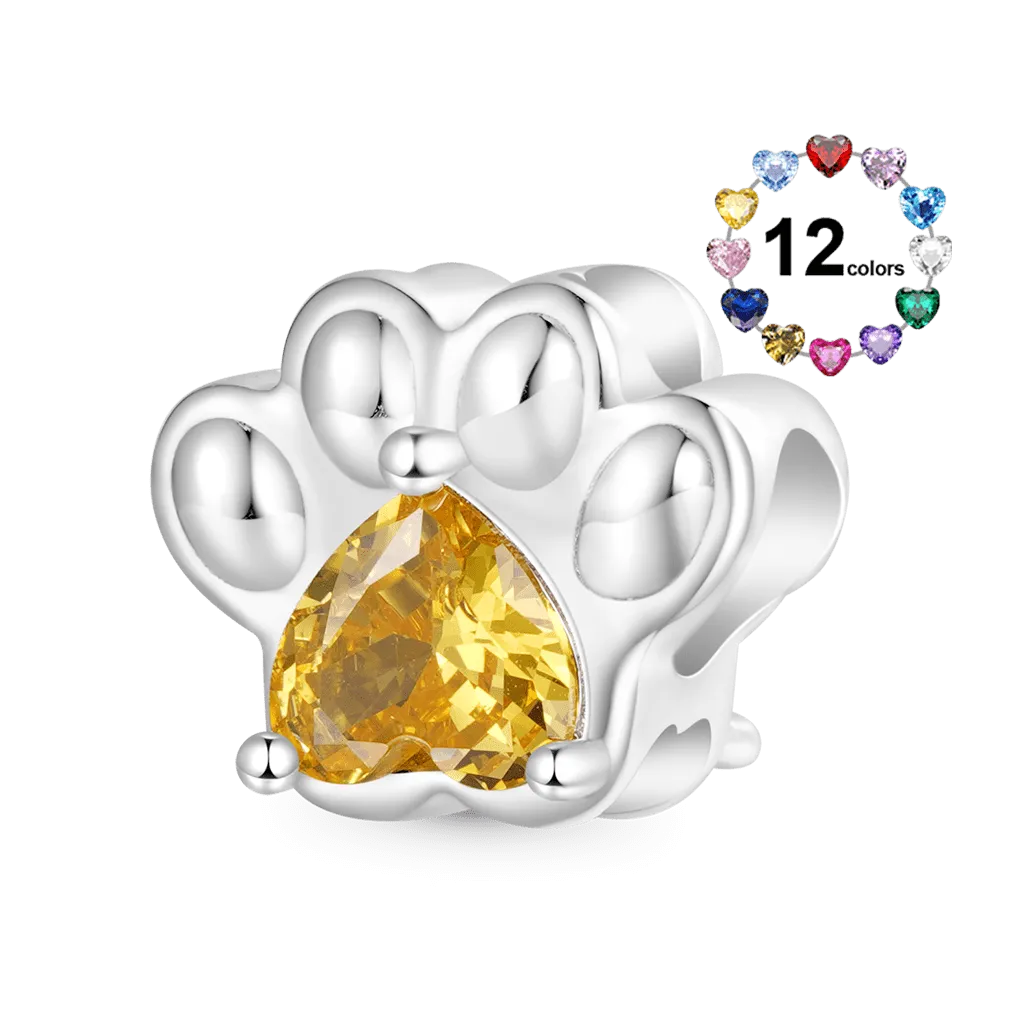 Gnoce Charm Zampa di Animale Domestico con Pietra Portafortuna Cuore