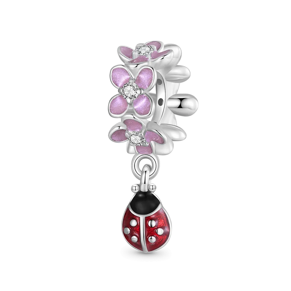 Gnoce Charm Coccinella Fiore Rosa