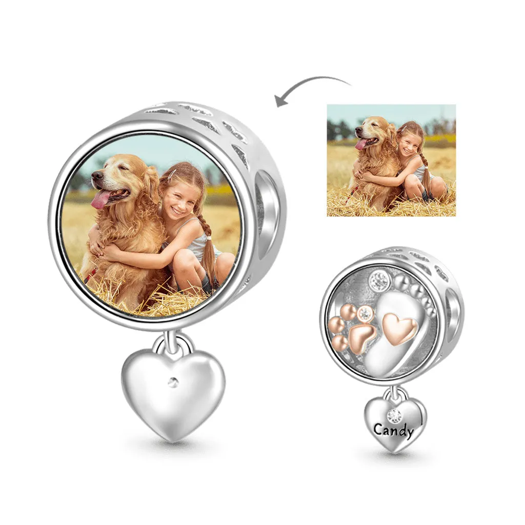 Gnoce Charm Foto Personalizzato Incisibile Impronta & Zampa Di Pet