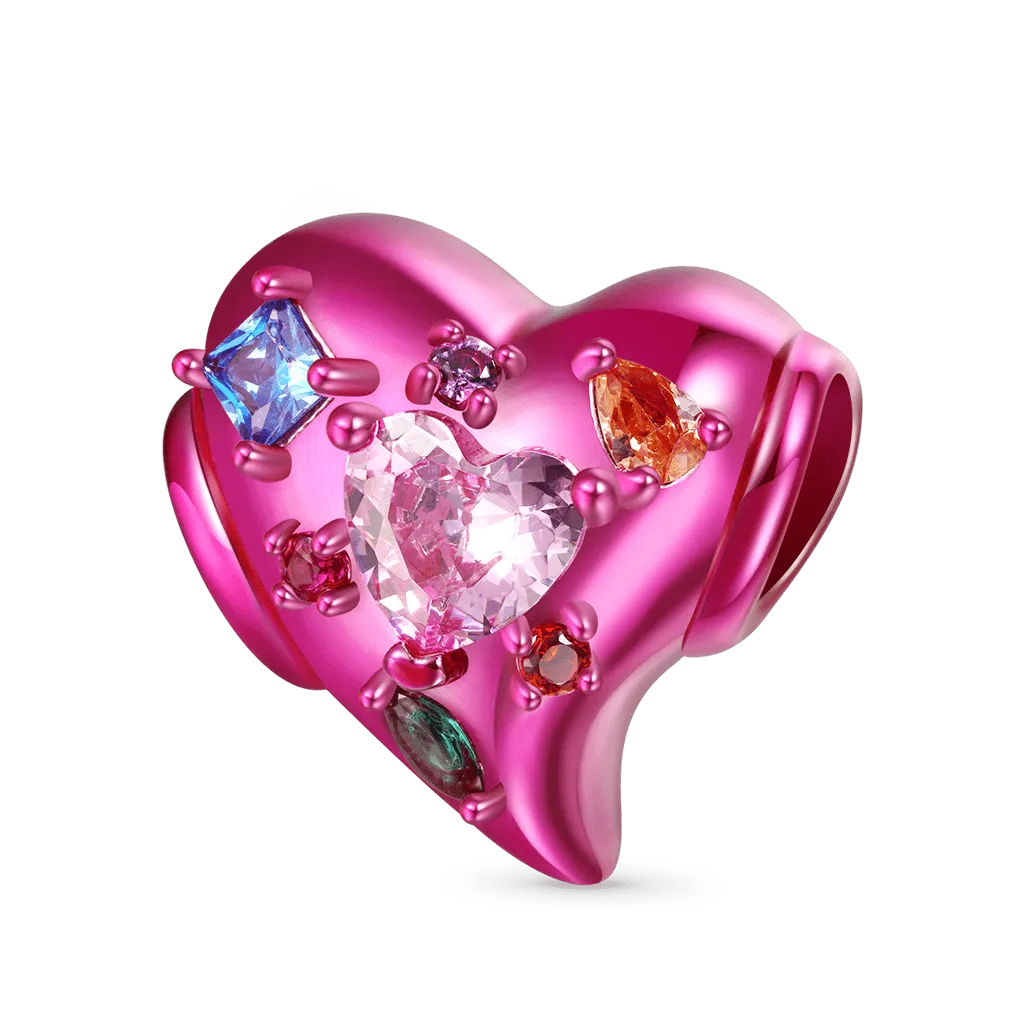 Gnoce Charm Caramella Cuore Rosa con Zirconi