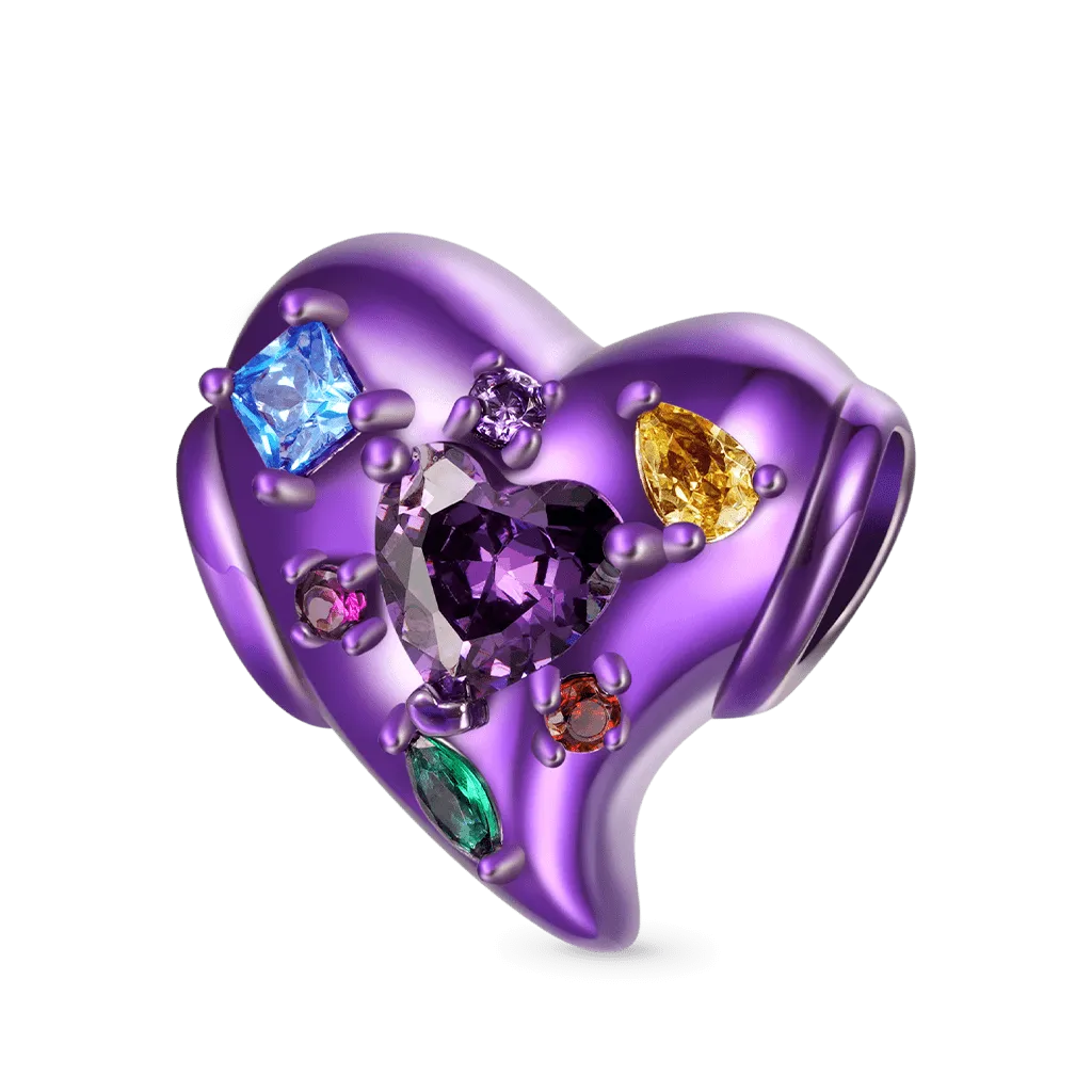 Gnoce Charm Caramella Cuore Viola con Zirconi