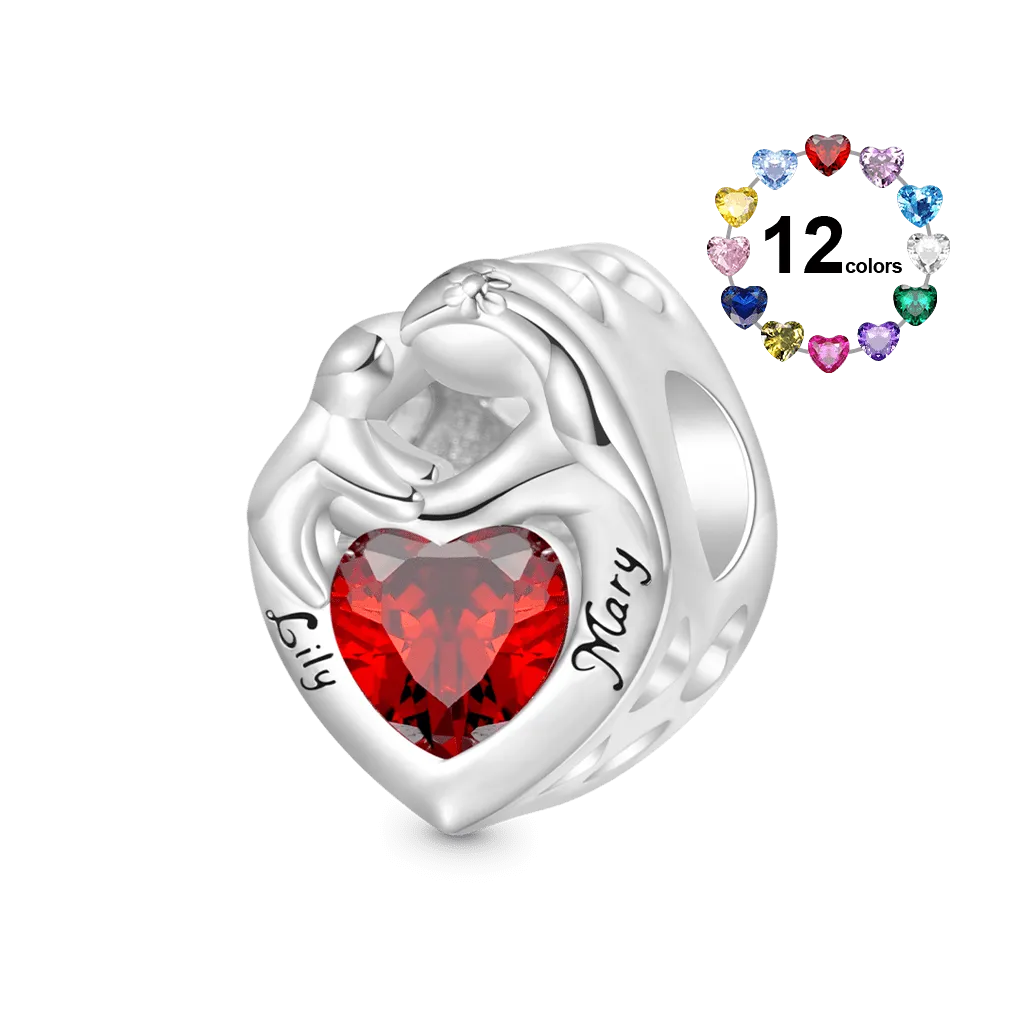 Gnoce Charm Abbracci d'Amore Incidibile Con Pietra Portafortuna