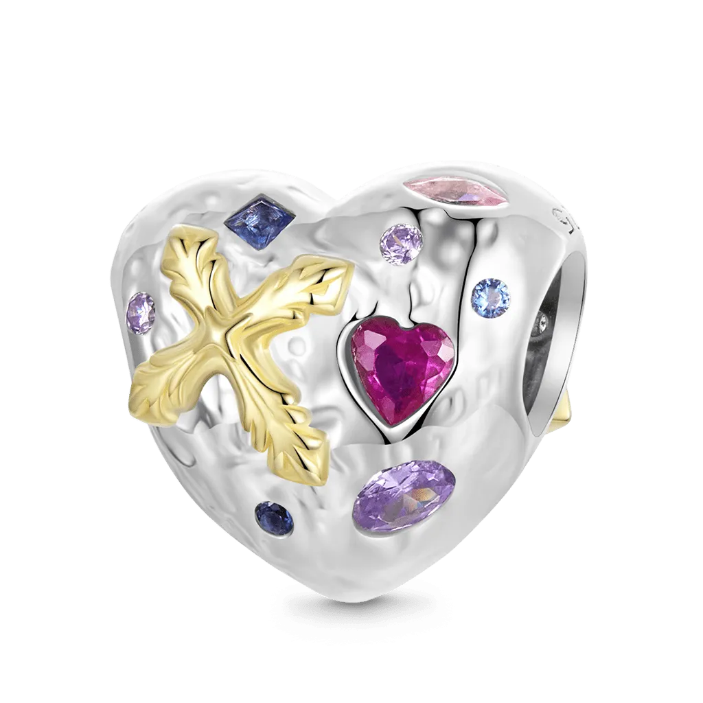 Gnoce Charm a Forma di Cuore Croce Vintage