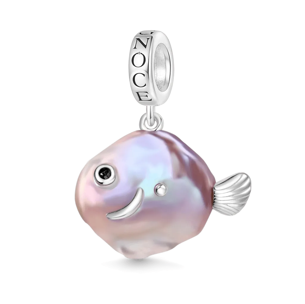 Ciondolo Perla Barocca a Forma di Pesce Viola