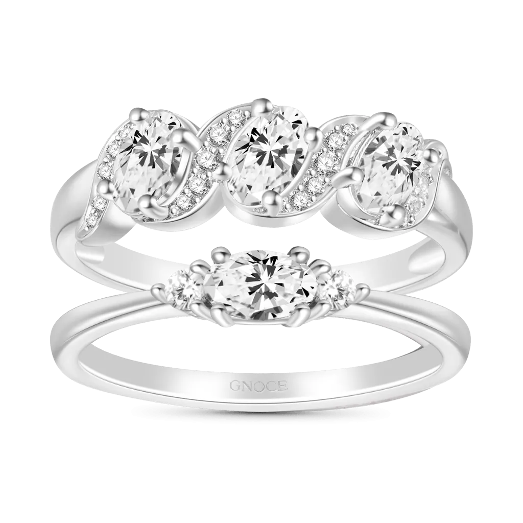 Gnoce Anello Impilabile con Diamante Bianco