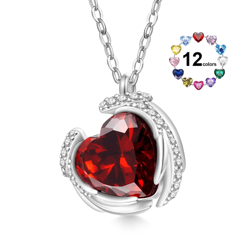 Gnoce Collana Incisibile Cuore con Ali Pietra Portafortuna