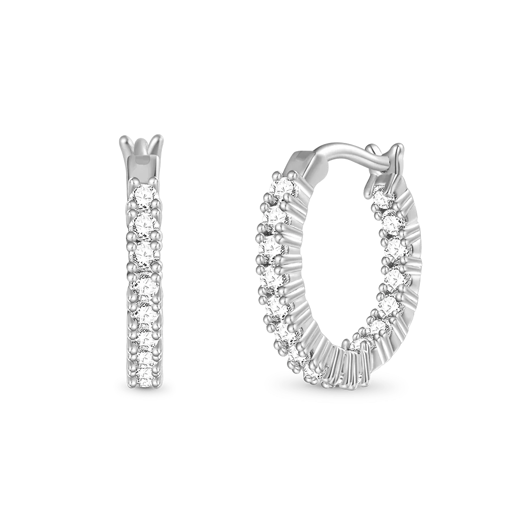 Gnoce Orecchini a Cerchio in Argento Sterling con Zirconi Cubici e Dentro e Fuori