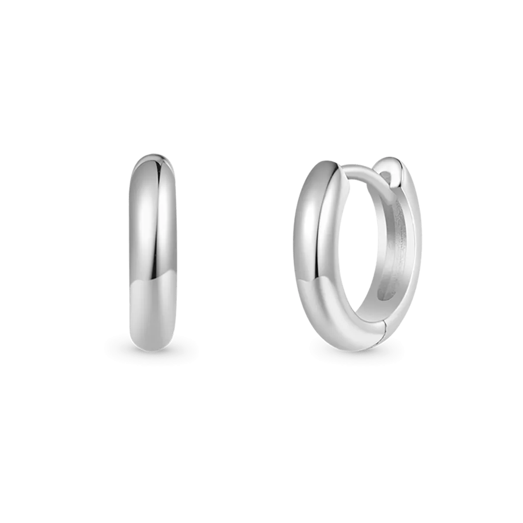 Gnoce Orecchini a Cerchio Huggie in Tinta Unita Lucidati a Specchio
