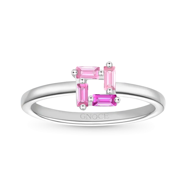 Gnoce Anello Rettangolare Rosa