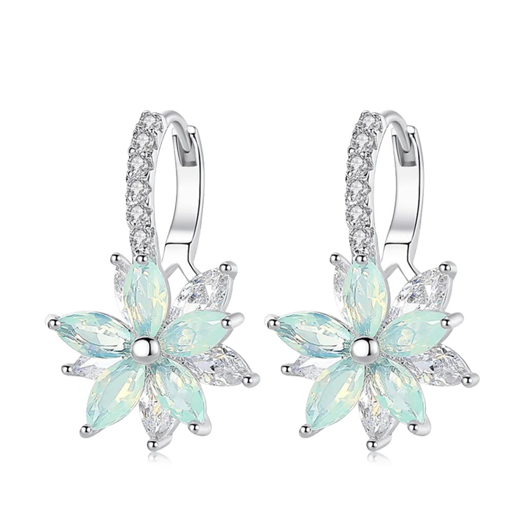 Gnoce Orecchini Pendenti Fiori di Cristallo