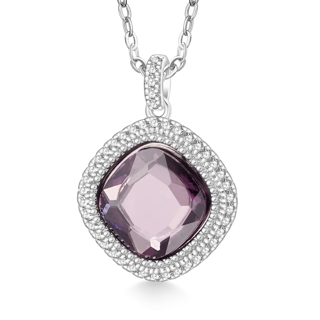 Gnoce Collana con Pendente a Diamante Viola Profondo