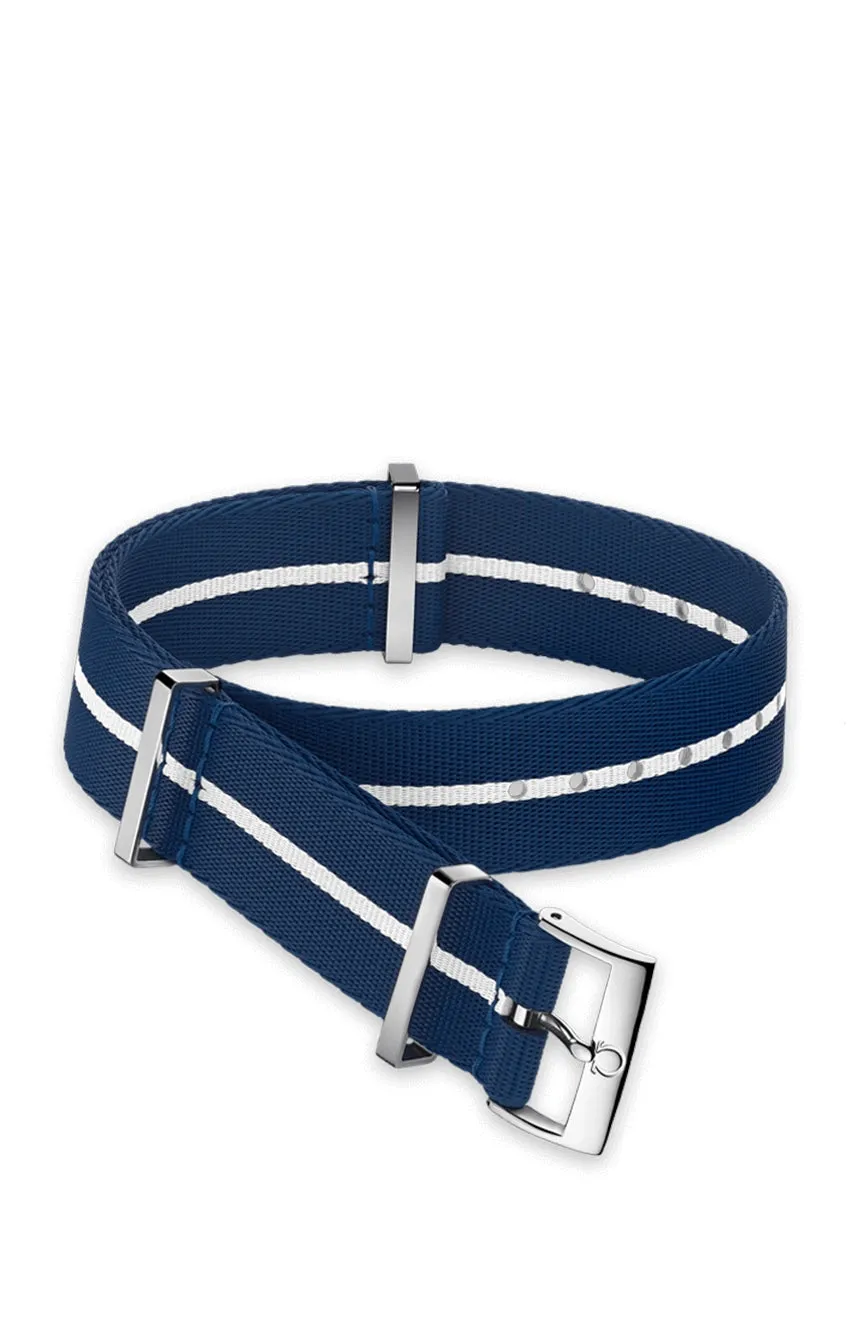 CINTURINO NATO IN POLIAMMIDE BLU CON STRISCIA BIANCA