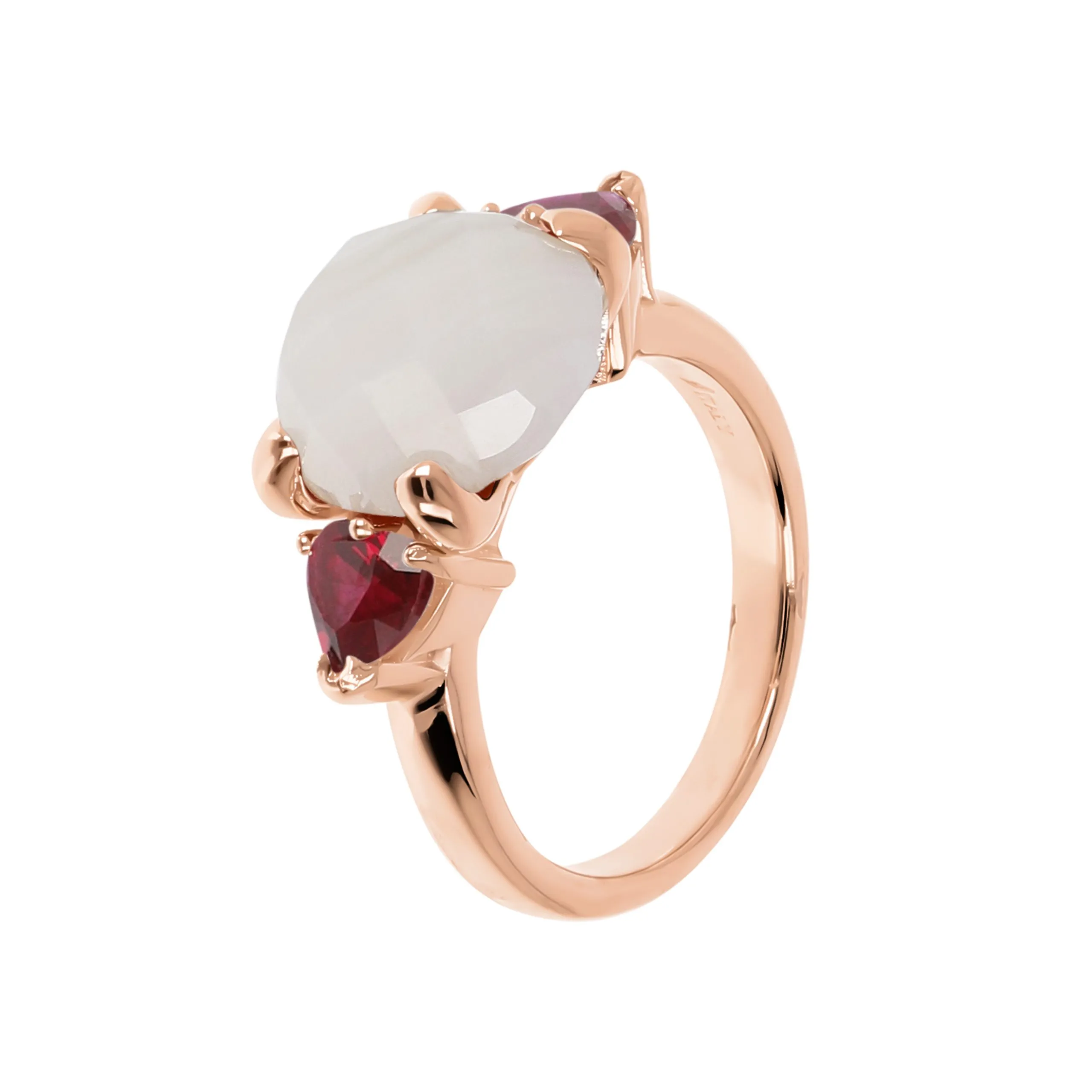 Anello Donna Bronzallure con Pietra Naturale e Cuori in Zirconi