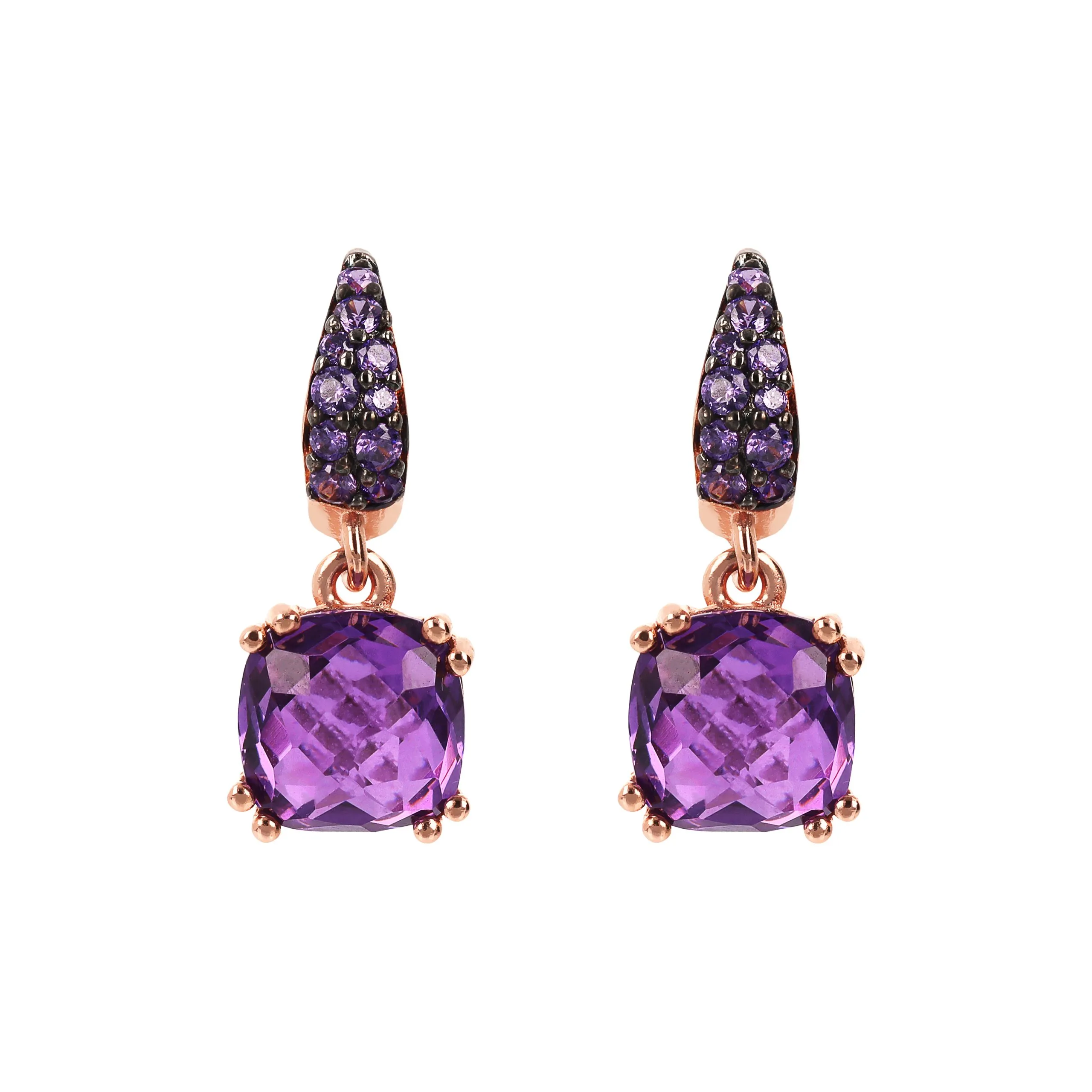 ORECCHINI BRONZALLURE CON NANO CRISTALLO QUADRATO E PAVÈ - WSBZ02182.AM