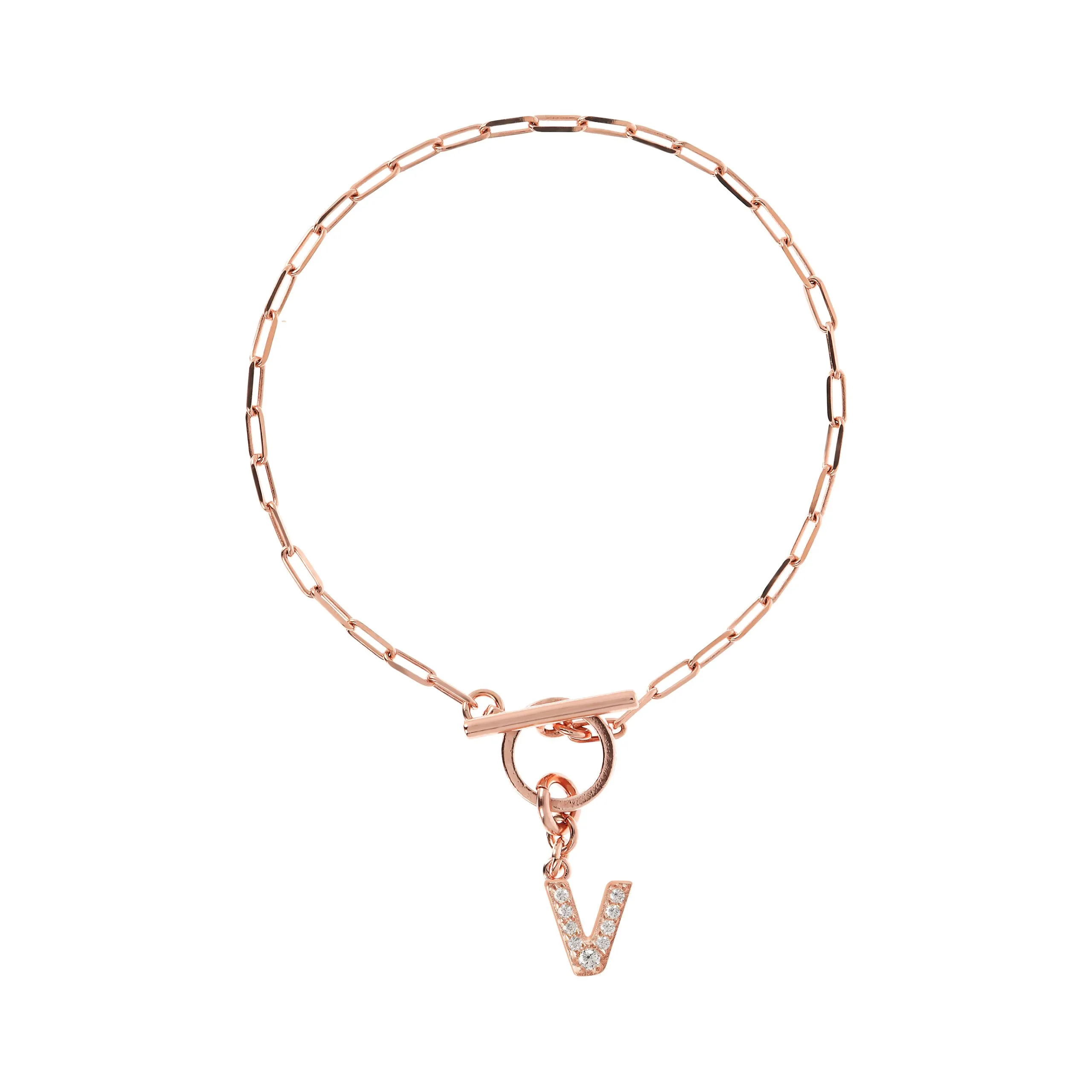 Bracciale Donna Bronzallure Catena con Iniziale V